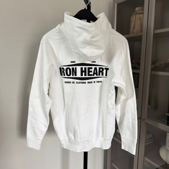 Iron Heart 14oz Ultra Heavyweight Loopwheel Cotton Full Zip White Hoodie L NEW - Picture 3 of 8
